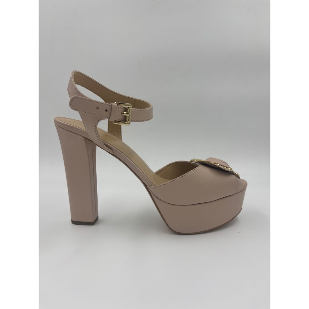 Michael Kors Blush Pink Leather Rose Studded Platform Block Heel Womens Size 9M - Picture 5 of 12